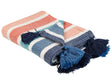 Throw Blanket Multicolour Polyester PET 130 x 150 cm with Decorative Tassels Striped Pattern Beliani