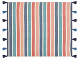 Throw Blanket Multicolour Polyester PET 130 x 150 cm with Decorative Tassels Striped Pattern Beliani