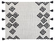 Throw Blanket White and Black Polyester PET 130 x 150 cm with Decorative Tassels Handmade Beliani