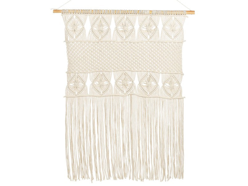 Wall Hanging Macramé Light Beige Boho Chic Style Wall Decoration Living Room Bedroom  Beliani