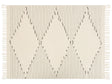 Throw Blanket Light Beige and Black Cotton 130 x 170 cm Striped Pattern Accessory with Decorative Tassels Handmade Beliani