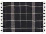 Throw Blanket Black Cotton 130 x 170 cm Chequered Pattern Accessory with Decorative Tassels Handmade Beliani