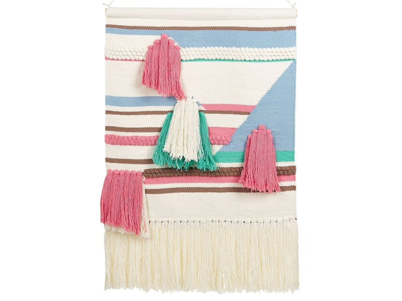 Wall Hanging Multicolour Cotton Handwoven with Tassels Wall Décor Hanging Decoration Retro Style Living Room Bedroom Beliani