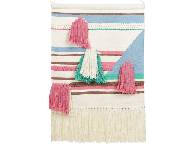 Wall Hanging Multicolour Cotton Handwoven with Tassels Wall Dcor Hanging Decoration Retro Style Living Room Bedroom Beliani