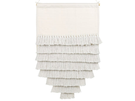 Wall Hanging Off-White Cotton Handwoven with Tassels Wall Décor Hanging Decoration Boho  Style Living Room Bedroom Beliani