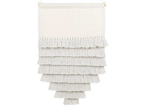 Wall Hanging Off-White Cotton Handwoven with Tassels Wall Dcor Hanging Decoration Boho  Style Living Room Bedroom Beliani