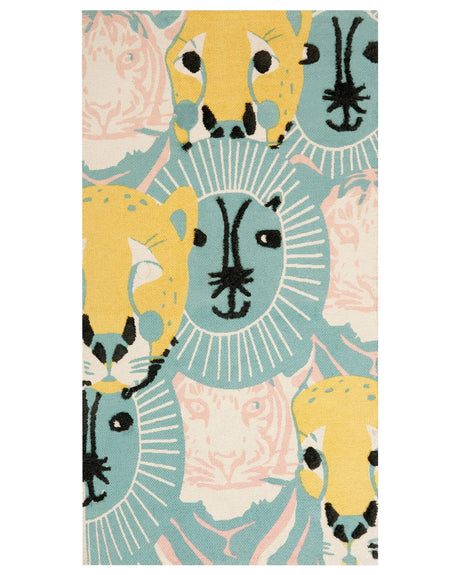 Area Rug Multicolour Animal Print 80 x 150 cm Low Pile Runner for Children Playroom  Beliani