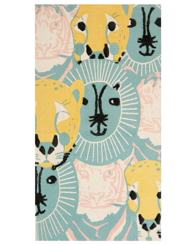 Area Rug Multicolour Animal Print 80 x 150 cm Low Pile Runner for Children Playroom  Beliani