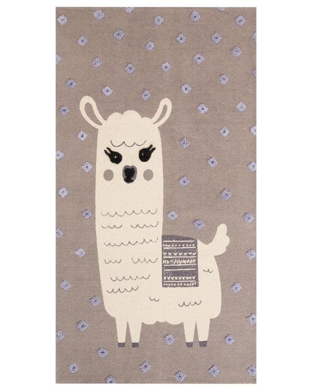 Area Rug Brown Llama Print 80 x 150 cm Low Pile Runner for Children Playroom  Beliani