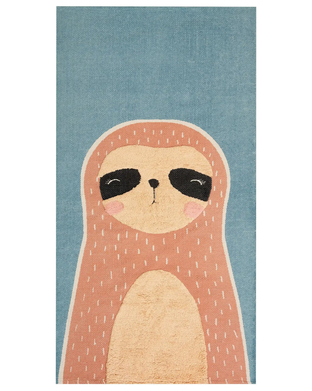 Area Rug Blue and Orange Three-Toed Sloth Print 80 x 150 cm Low Pile Runner for Children Playroom  Beliani
