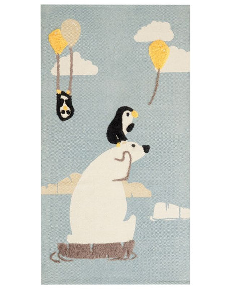 Area Rug Multicolor Polar Bear Print 80 x 150 cm Low Pile Runner for Children Playroom  Beliani