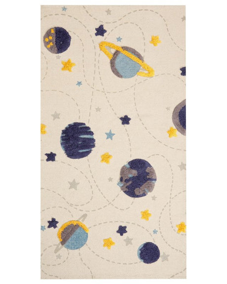 Area Rug Multicolor Planets Stars Print 80 x 150 cm Low Pile Runner for Children Playroom  Beliani