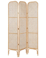 Room Divider Natural Rattan Frame and Mesh 3 Panels Folding Decorative Screen Partition  Beliani