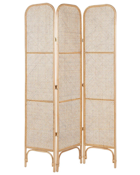 Room Divider Natural Rattan Frame and Mesh 3 Panels Folding Decorative Screen Partition  Beliani