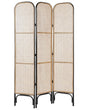 Room Divider Black Rattan Frame and Mesh 3 Panels Folding Decorative Screen Partition  Beliani
