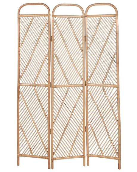 Room Divider Natural Light Rattan Frame 3 Panels Folding Decorative Wicker Screen Partition  Beliani