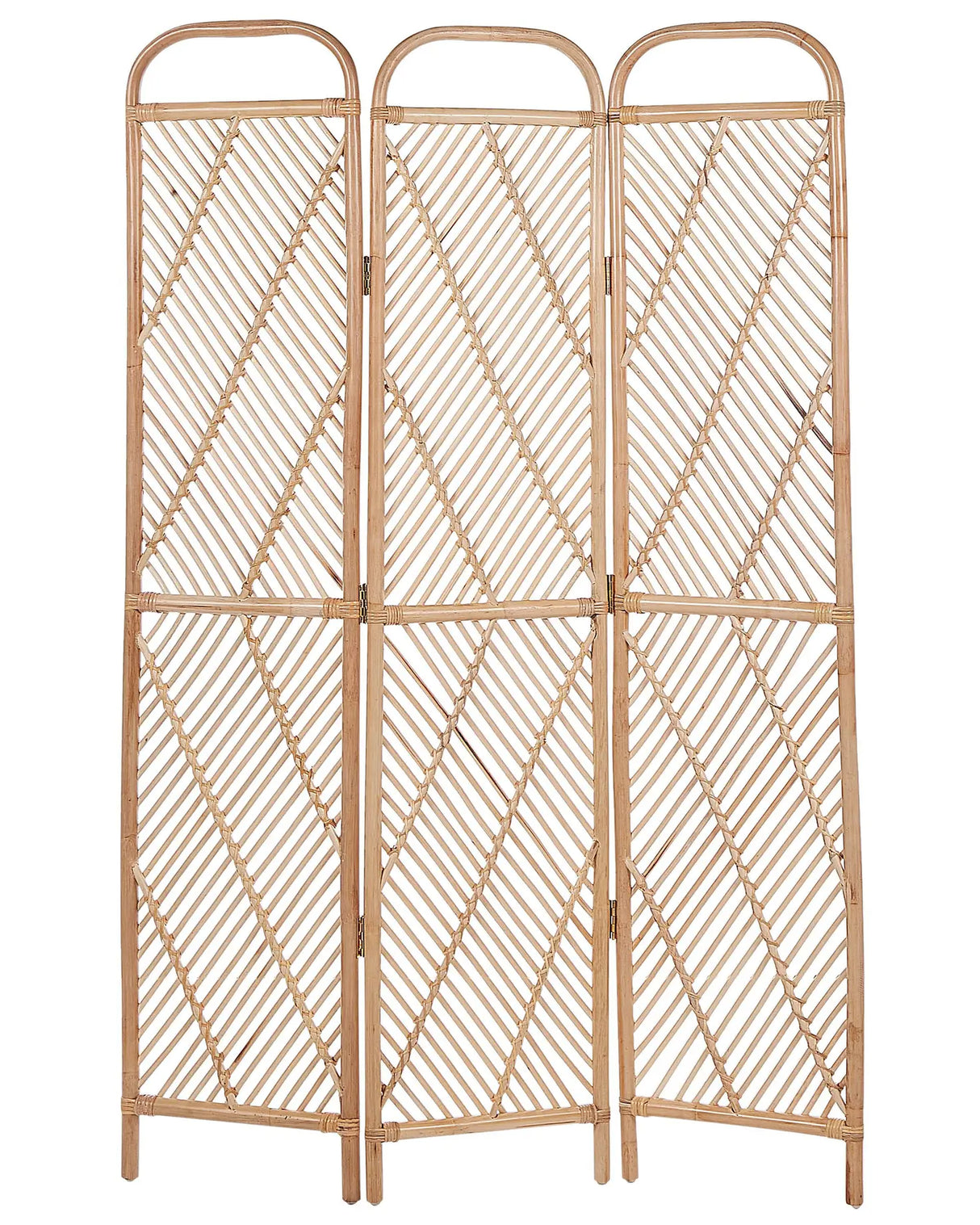 Room Divider Natural Light Rattan Frame 3 Panels Folding Decorative Wicker Screen Partition  Beliani