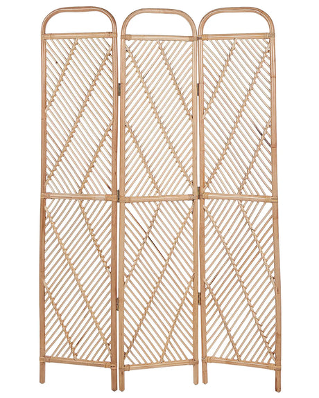 Room Divider Natural Light Rattan Frame 3 Panels Folding Decorative Wicker Screen Partition  Beliani