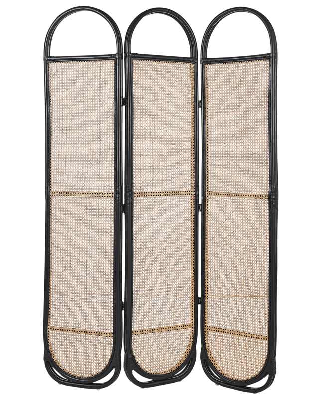 Room Divider Natural Rattan Frame and Mesh 3 Panels Folding Decorative Screen Partition  Beliani