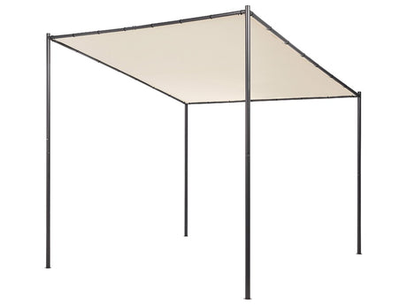 Pergola Beige Polyester Steel 282 x 294 cm Fabric Shade Metal Frame Garden Pavilion Beliani