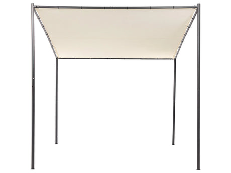 Pergola Beige Polyester Steel 282 x 294 cm Fabric Shade Metal Frame Garden Pavilion Beliani