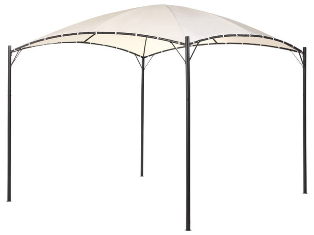 Pergola Beige Polyester Steel 305 x 305 cm Fabric Shade Metal Frame Garden Pavilion Beliani