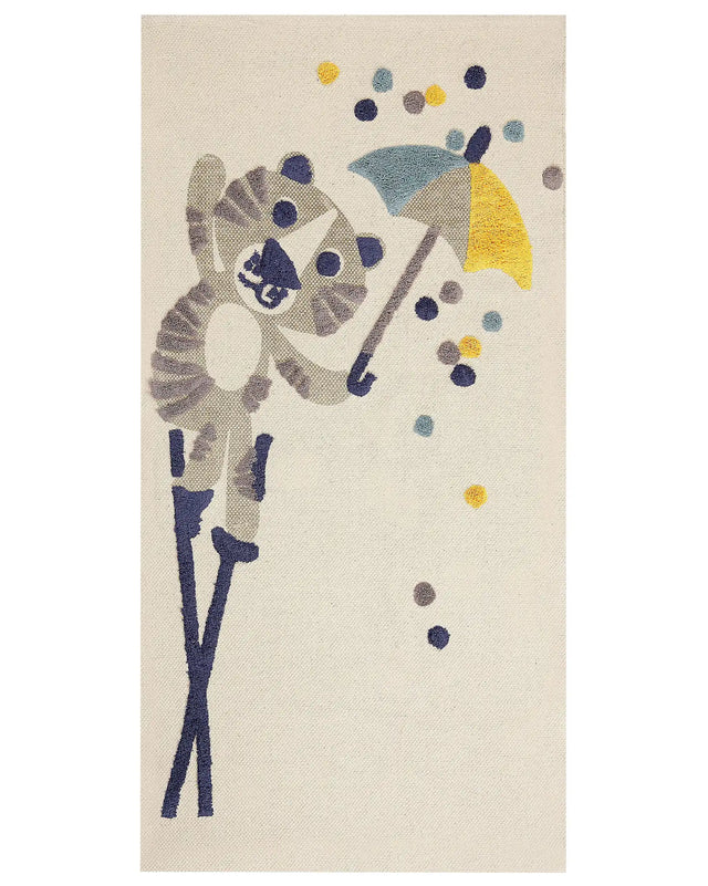 Kids Area Rug Multicolour 80 x 150 cm Cotton Animal Pattern Handwoven Floor Playmat Beliani