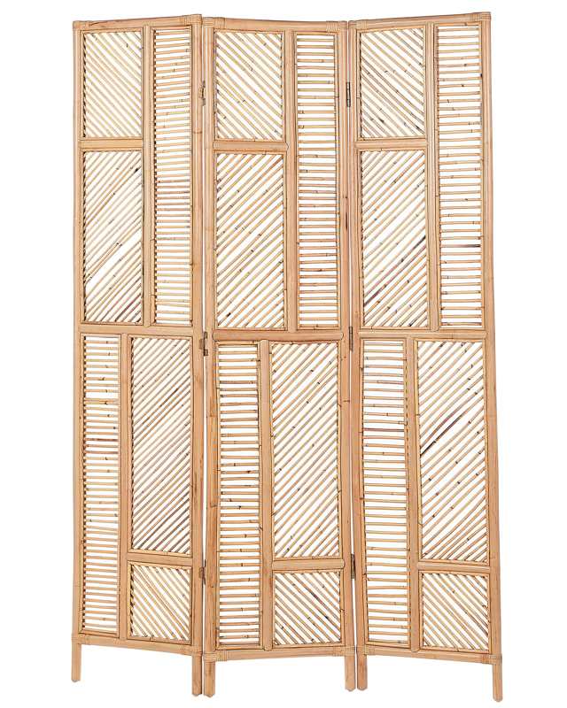 Room Divider Natural Rattan Frame 3 Panels Folding Decorative Wicker Screen Partition  Beliani