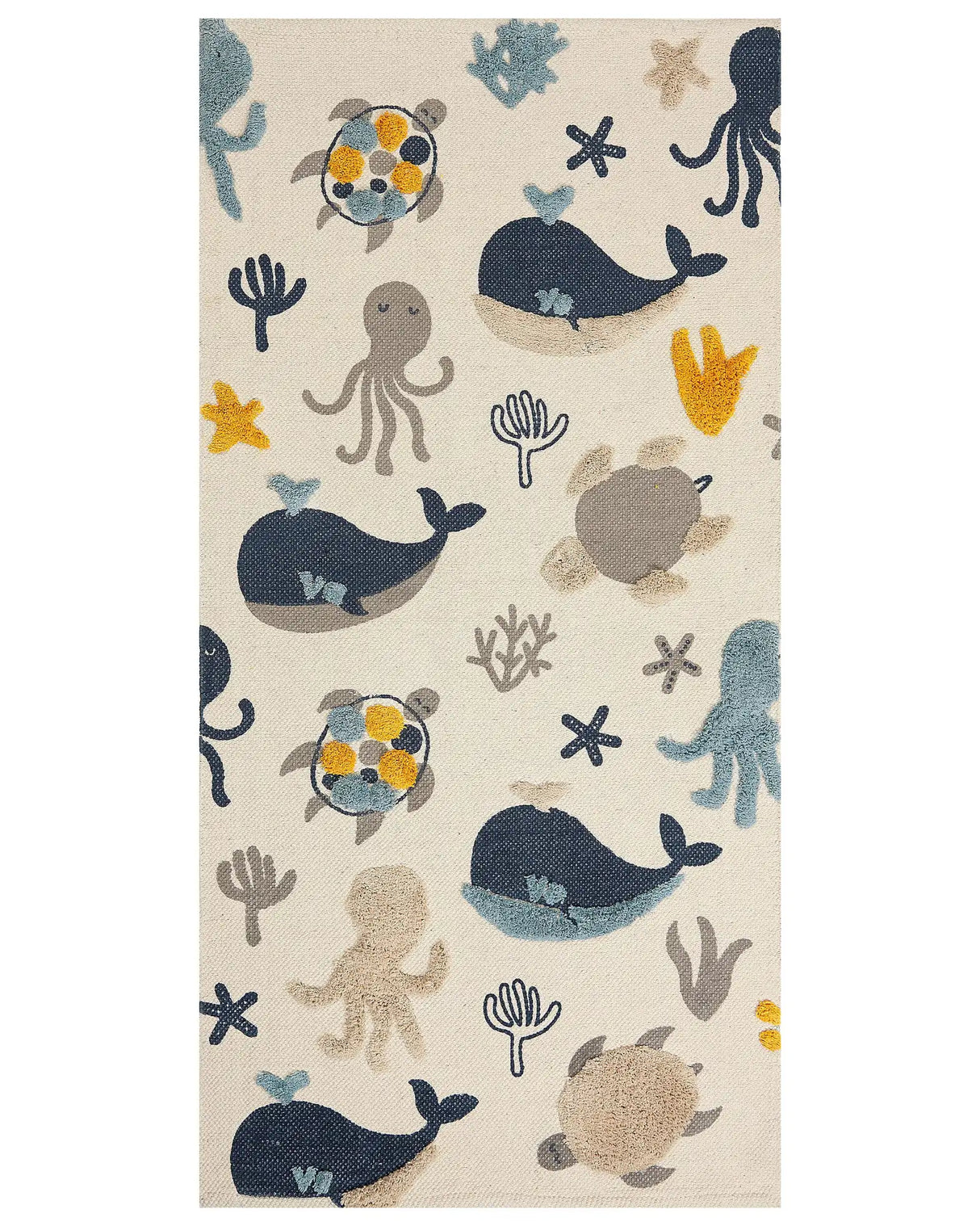Kids Area Rug Multicolour 80 x 150 cm Cotton Animal Pattern Handwoven Floor Playmat Beliani
