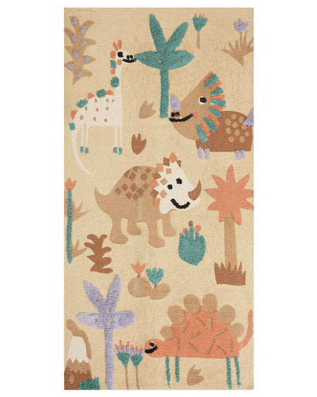 Kids Area Rug Multicolour 80 x 150 cm Cotton Animal Natural Pattern Handwoven Floor Playmat Beliani