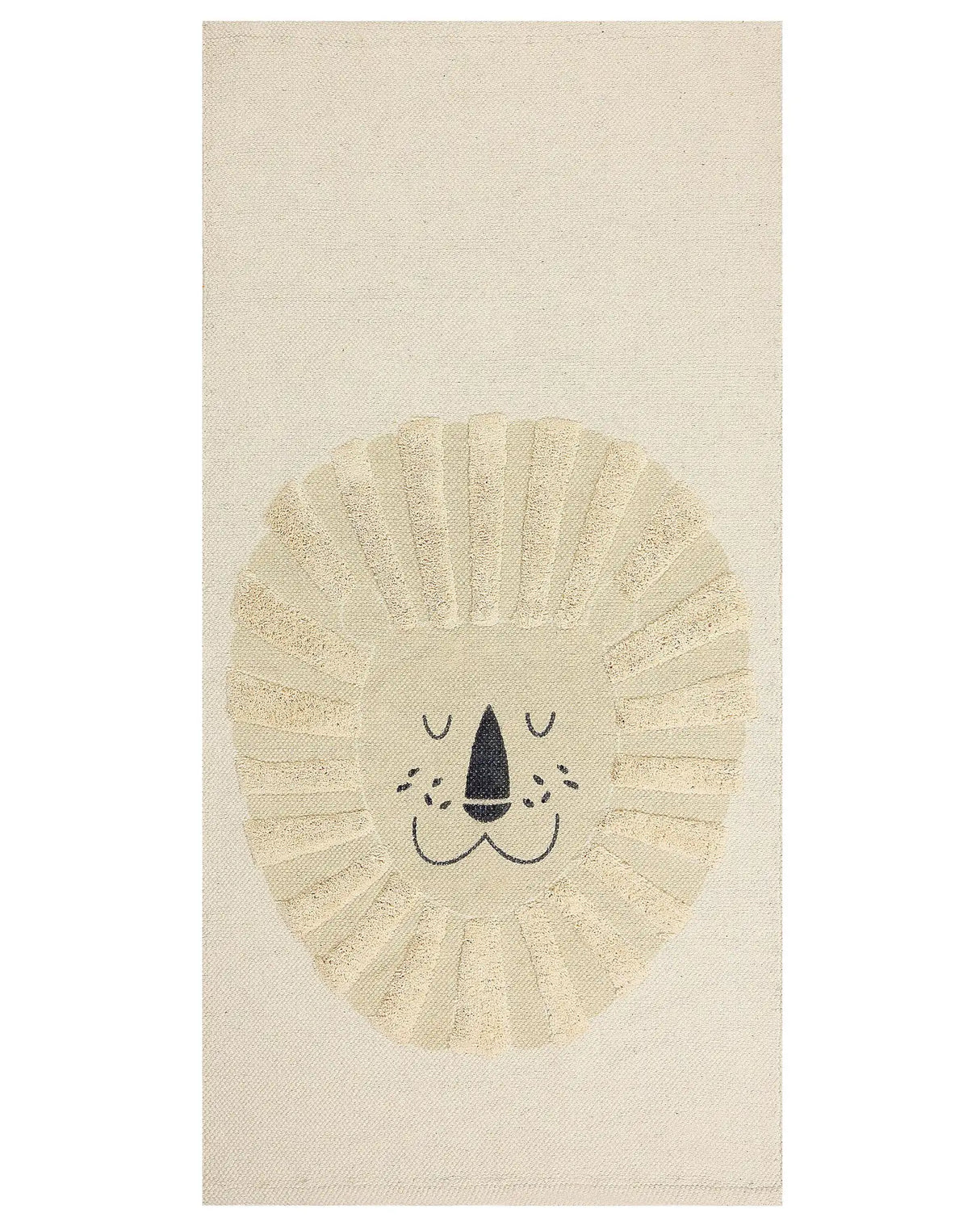 Kids Area Rug Beige 80 x 150 cm Cotton Animal Lion Pattern Handwoven Floor Playmat Beliani
