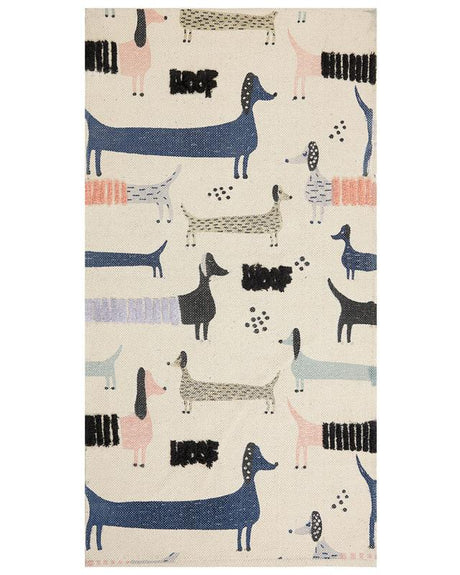 Kids Area Rug Multicolour 80 x 150 cm Cotton Animal Dog Pattern Handwoven Floor Playmat Beliani