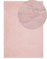 Faux Rabbit Fur Rug Pink Artificial Polyester Fur 160 x 230 cm Soft Shaggy High Pile Trellis Pattern  Rug Beliani