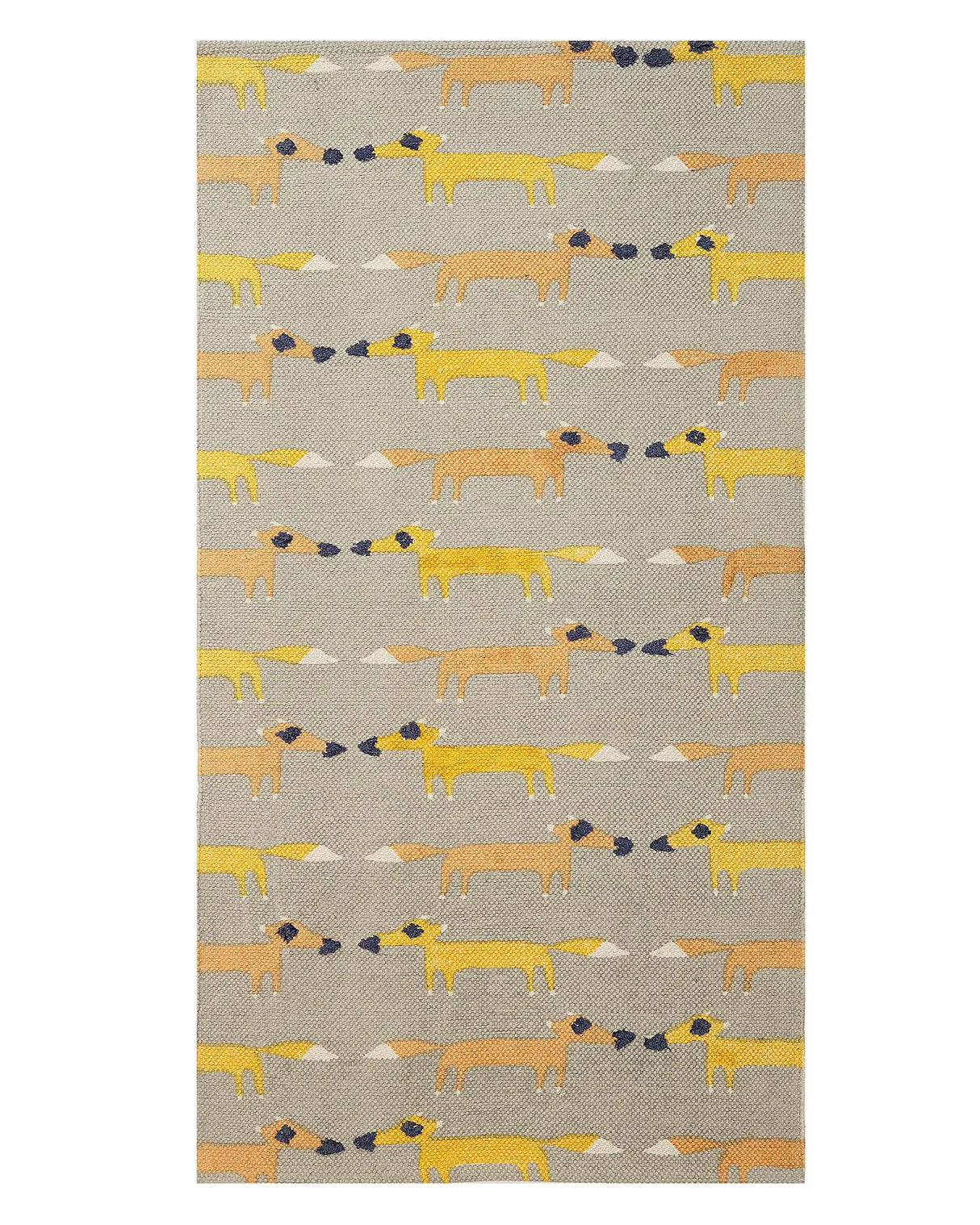 Area Rug Grey Cotton Polyester 80 x 150 cm Fox Print Low Pile Runner for Children Playroom  Beliani