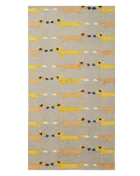 Area Rug Grey Cotton Polyester 80 x 150 cm Fox Print Low Pile Runner for Children Playroom  Beliani
