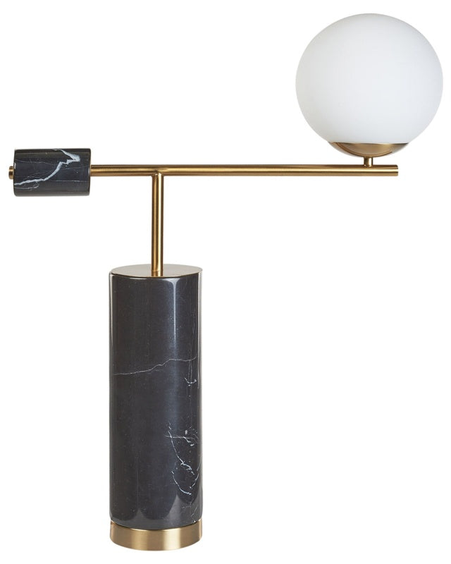 Table Lamp Black and Gold Marble Base Glass Shade Living Room Bedroom Modern Contemporary  Beliani