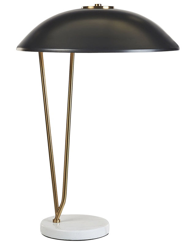 Table Lamp Black and Gold Marble Base Iron Shade Office Study Modern Beliani