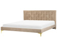 Upholstered Bed Frame Taupe Velvet EU Super King Size 180x200 cm 6ft  Headboard Golden Legs  Beliani