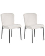 Set of 2 Chairs Off-White Polyester Knitted Texture Metal Legs Beliani