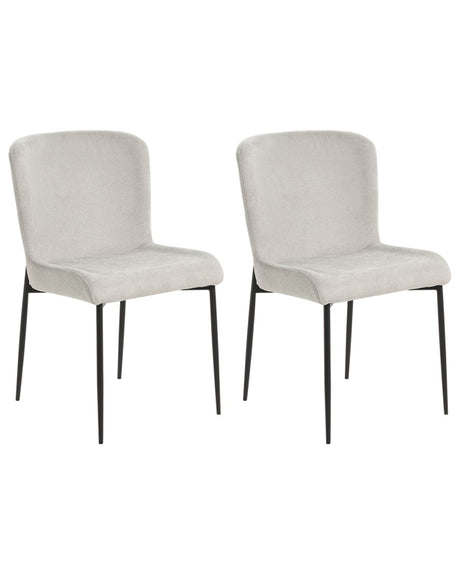 Set of 2 Chairs Light Grey Polyester Knitted Texture Metal Legs Beliani