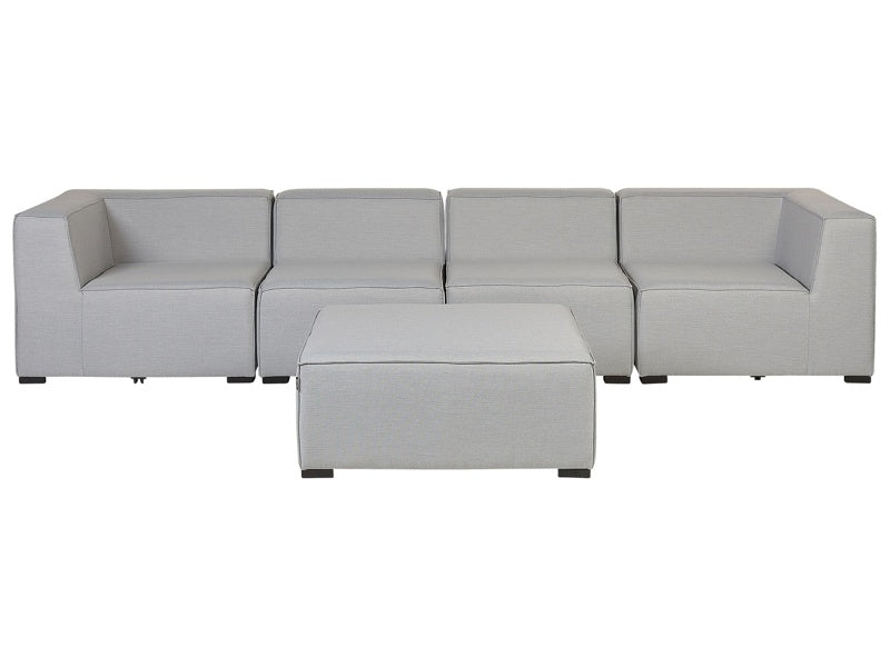 Garden Sofa Set Light Grey Fabric Upholstery 4 Seater with Ottoman Modular Pieces Outdoor Set Beliani