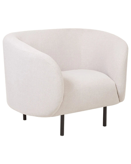 Armchair Beige and Black Polyester Fabric Soft Black Legs Retro Glam Art Decor Style Beliani