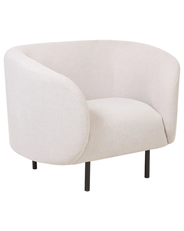 Armchair Beige and Black Polyester Fabric Soft Black Legs Retro Glam Art Decor Style Beliani