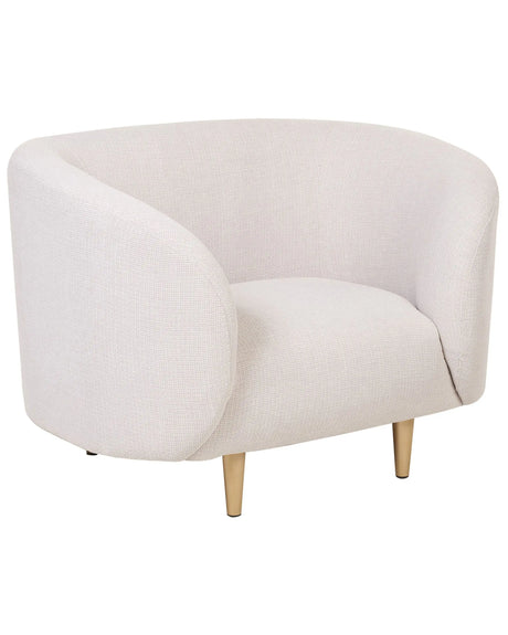 Armchair Beige Polyester Fabric Soft Nubby Gold Legs Retro Glam Art Decor Style Beliani