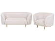 Living Room Set Beige Polyester Fabric Soft Gold Legs 2 Seater Sofa Armchair Retro Glam Art Decor Style Beliani