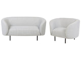 Living Room Set Black and White Polyester Fabric Soft Nubby Black Legs 2 Seater Sofa Armchair Retro Glam Art Decor Style Beliani