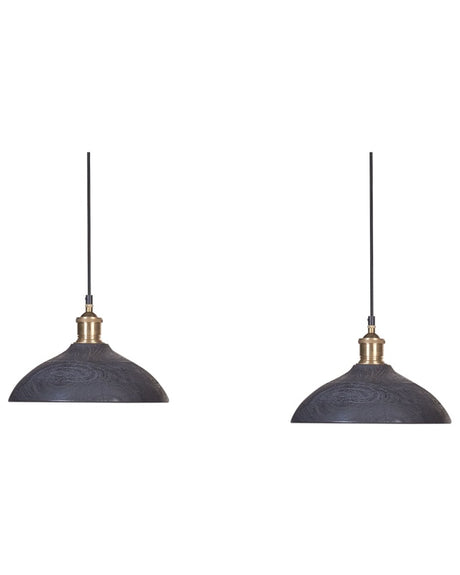 Pendant Lamp Black Natural Wooden Shade Ceiling Light Boho Style Home Accessories Handmade Beliani