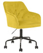 Office Swivel Chair Yellow Velvet Height Adjustable Full Swivel Button Tufted Backrest Beliani