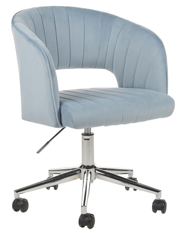 Office Swivel Chair Light Blue Velvet Height Adjustable Full Swivel Button Tufted Backrest Beliani