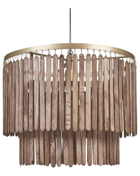 Pendant Lamp Dark Wood Natural Mango Shade Ceiling Light Boho Industrial Style Home Accessories Handmade Beliani